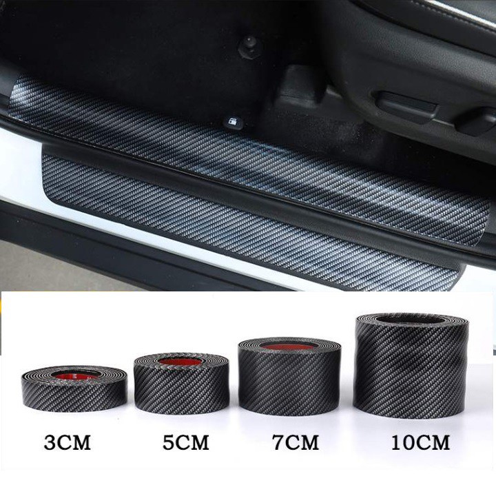 Miếng dán chống xước mạ cacbon cao cấp - Nẹp cacbon dán chống xước nhiều vị trí trên ô tô cuộn 1 mét