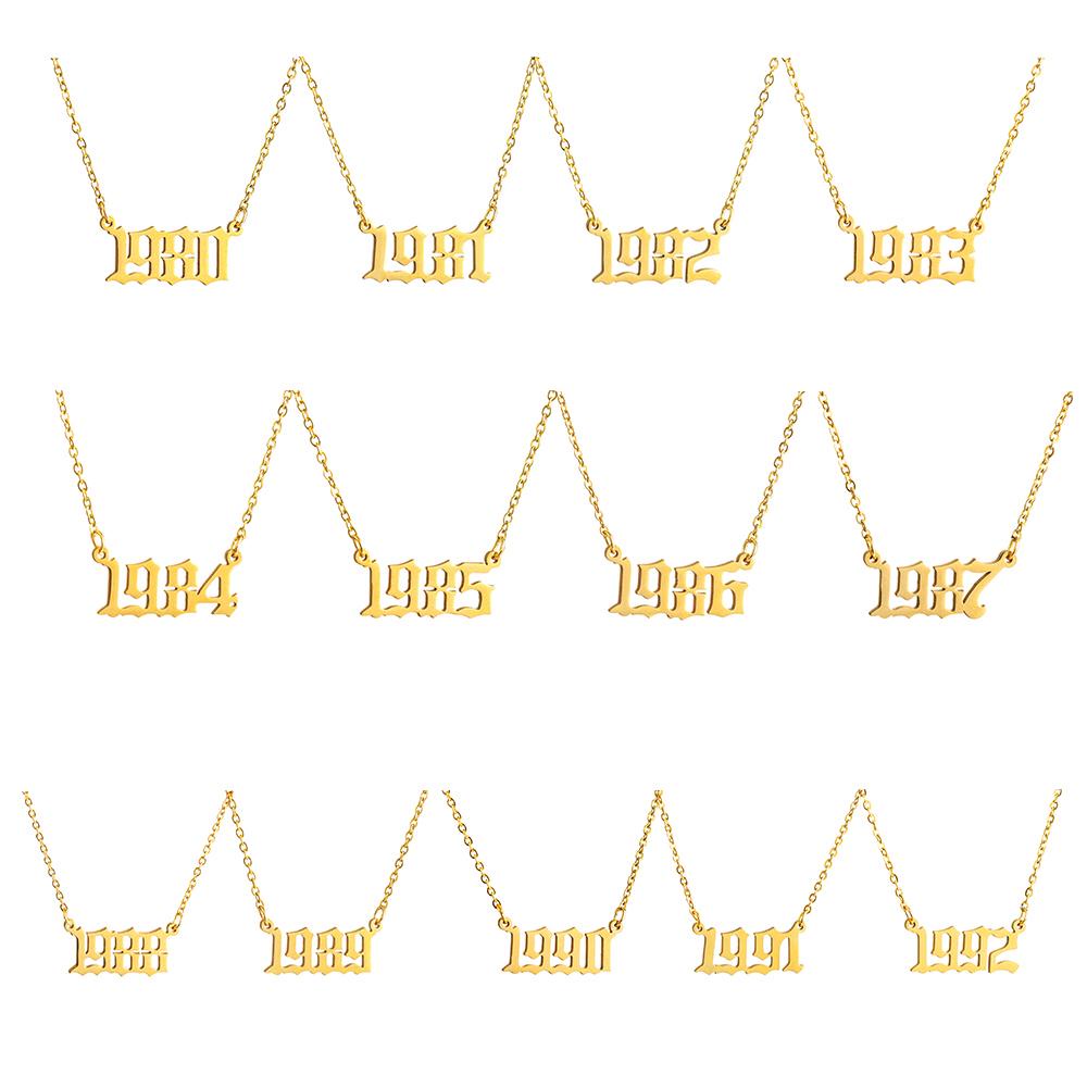 YVE Vòng cổ Màu Vàng / Bạc Cá Nhân Hóa Ngày Sinh Nhật Đặc Biệt