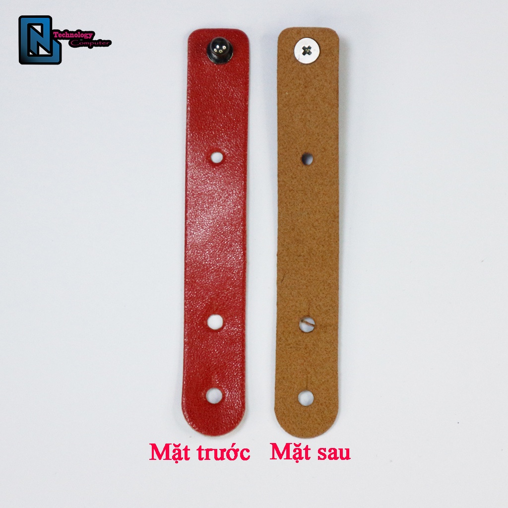 Dây Da PU Quấn Cuộn Cáp Dữ Liệu Gọn Gàng Dùng Chốt Ốc Lịch Sự Tinh Tế