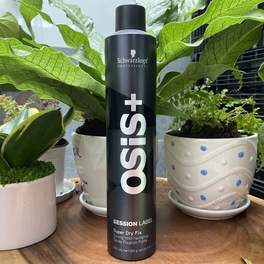 Gôm xịt tóc Osis+ Black Super Dry Fix Schwarzkopf 500ml ( Strong Hold Hairspray)