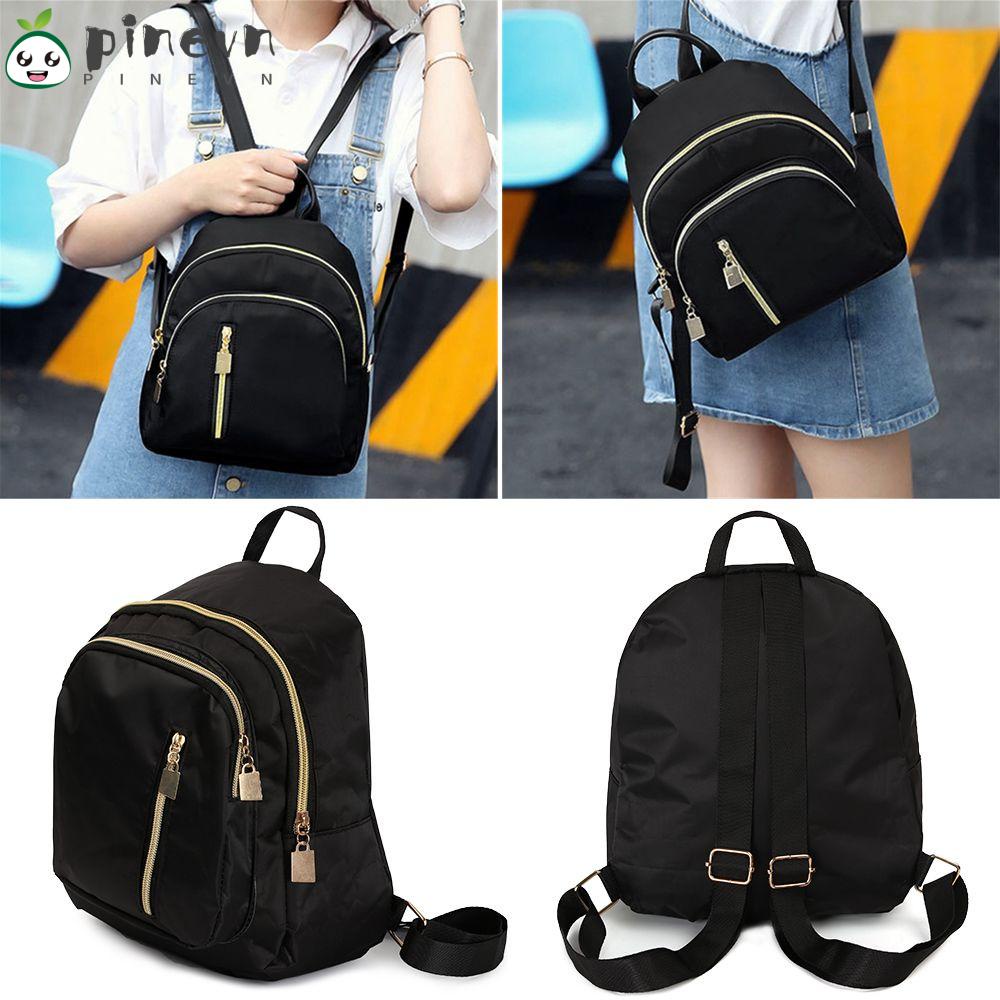 Ba Lô Oxford Mini Đa Năng In Họa Tiết Quả Dứa Màu Đen Thời Trang Cho Nữ