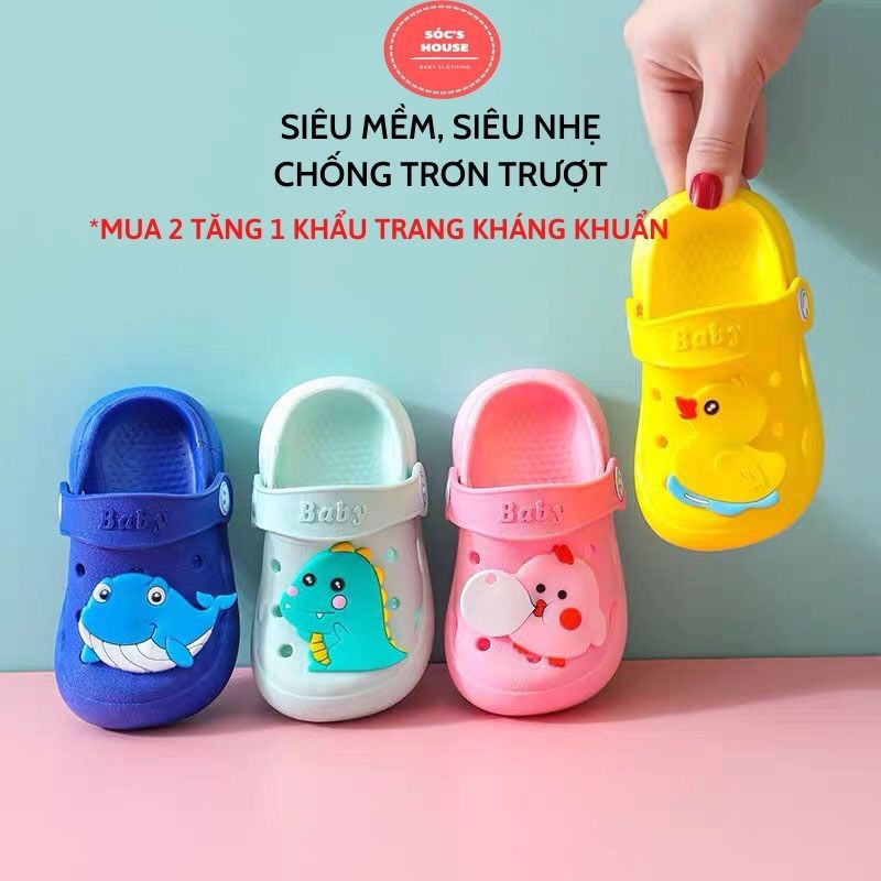 Dép cross cho bé gái, bé trai siêu nhẹ chống trơn, chống trượt, Dép trẻ em, Giày trẻ em chính hãng Sóc's House