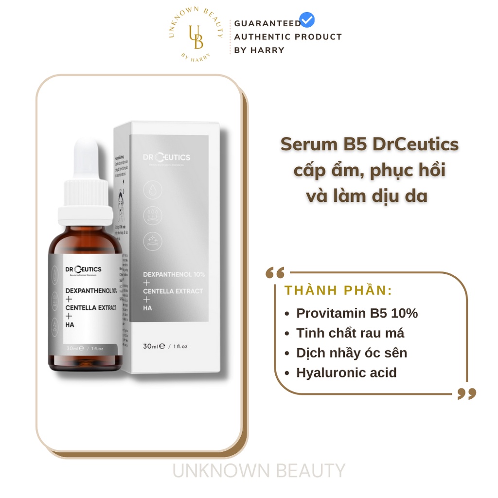 Serum B5 DrCeutics giúp cấp ẩm phục hồi và làm dịu da Dexpanthenol 10% + Rau má + HA