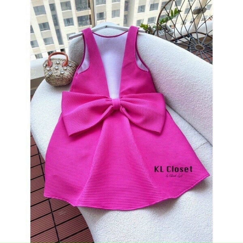 ĐẦM SUÔNG HỞ LƯNG PHỐI NƠ TO XINH XẮN CHẤT XỐP ĐẸP CHUẨN HÌNH