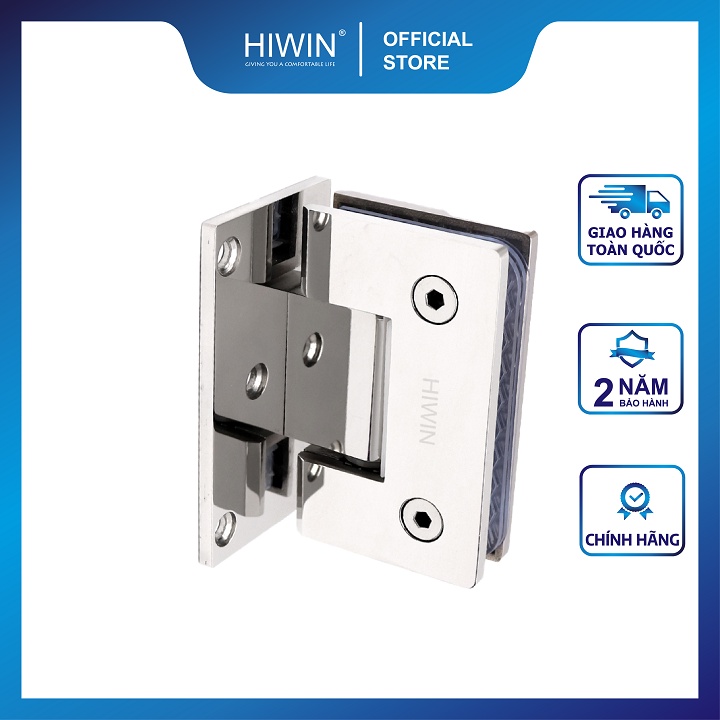 Bản lề phòng tắm kính 90 độ kính tường đế lệch cạnh thẳng chất liệu inox 304 mặt gương HIWIN HG-008 (dày 5mm)
