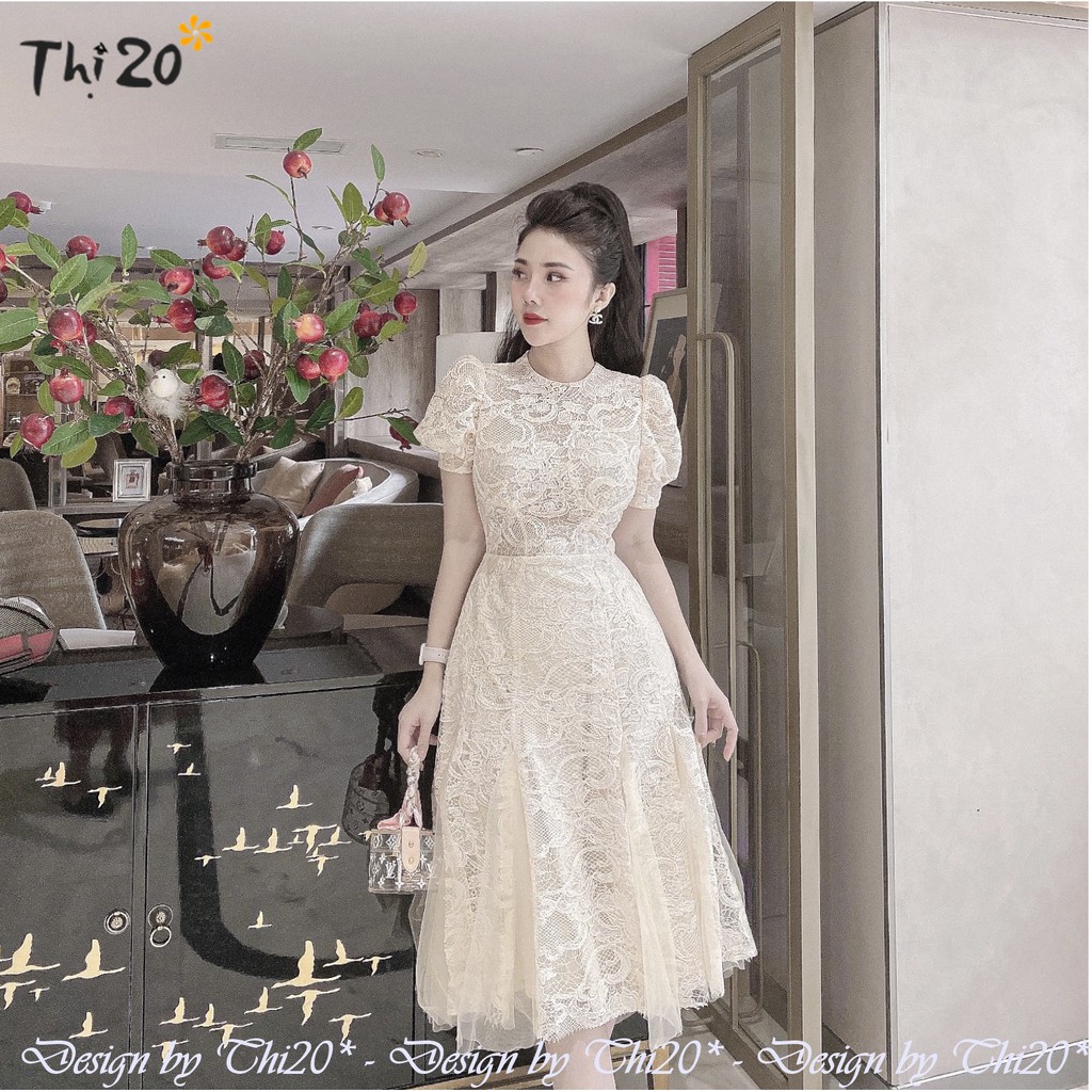 Đầm dự tiệc ren dáng xòe V4007, thời trang thiết kế Thi20* phù hợp diện đi làm, đi sự kiện, đi tiệc, đi chơi, đi biển