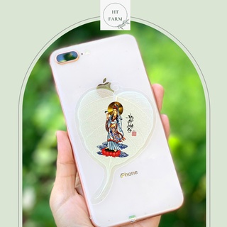 Lá Bồ Đề Bình an - Hình Quan Thế Âm Bồ Tát, Vạn sự bình an (Cầu Bình An – May mắn - Tài lộc, Ốp điện thoại, Hàng loại 1)