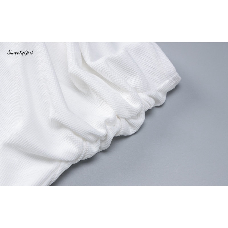 Bộ Đồ Thời Trang 2022 Màu Trắng / Đen Hở Vai Ôm Eo Quyến Rũ Dễ Phối Đồ Cho Bạn Gái