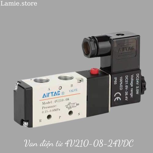 Van điện từ khí nén ⚡ CAO CẤP ⚡ Van điện từ 4V210-08-24VDC 1 coil AIRTAC độ bền cao ren 13