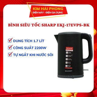 Ấm siêu tốc sharp ekj-17evps-bk bình đun nước 1.7 lít thân nhựa chịu nhiệt gia điện chính hãng