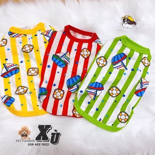 Áo cho chó mèo ba lỗ mùa hè cho chó mèo,áo mùa mua mát mẻ thun cotton hoạ tiết thuyền dễ thương cho thú cưng