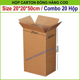 20 hộp carton đóng hàng 20x20x50 cm (InbaobiHCM - Thùng giấy - Hộp giấy giá rẻ)