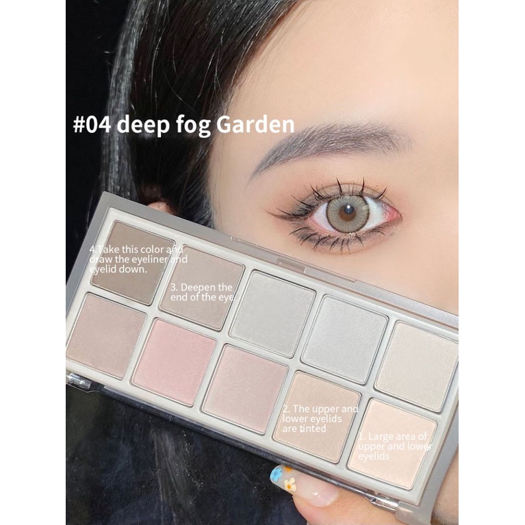 Bảng phấn mắt DIKALU 9/10 màu hiệu ứng lì và ánh nhũ ngọc trai thời thượng