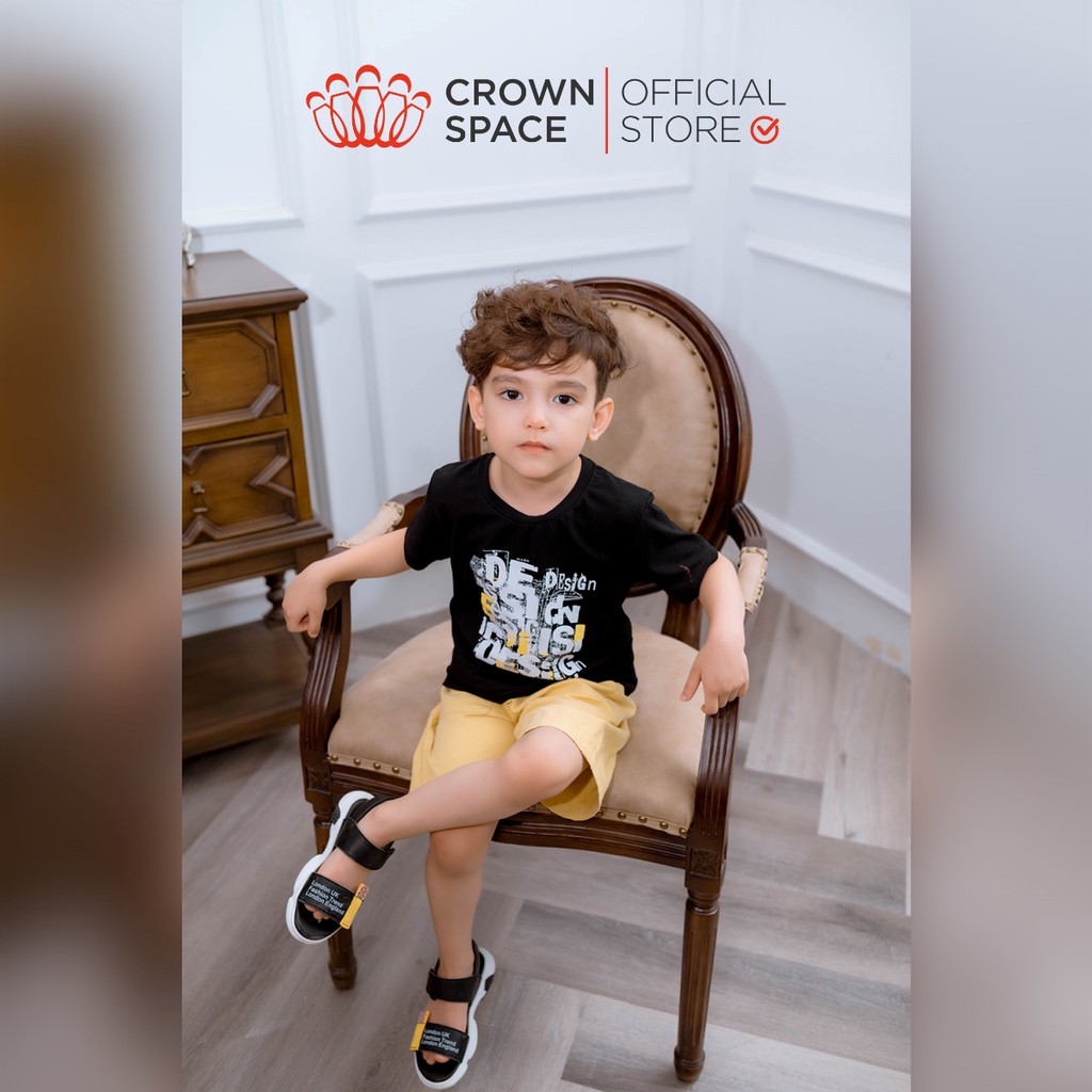 Áo Phông Cổ Tròn Dành Cho Bé Trai Crown Space CKBS2110706 Cotton Thoáng Mát Size 4-8