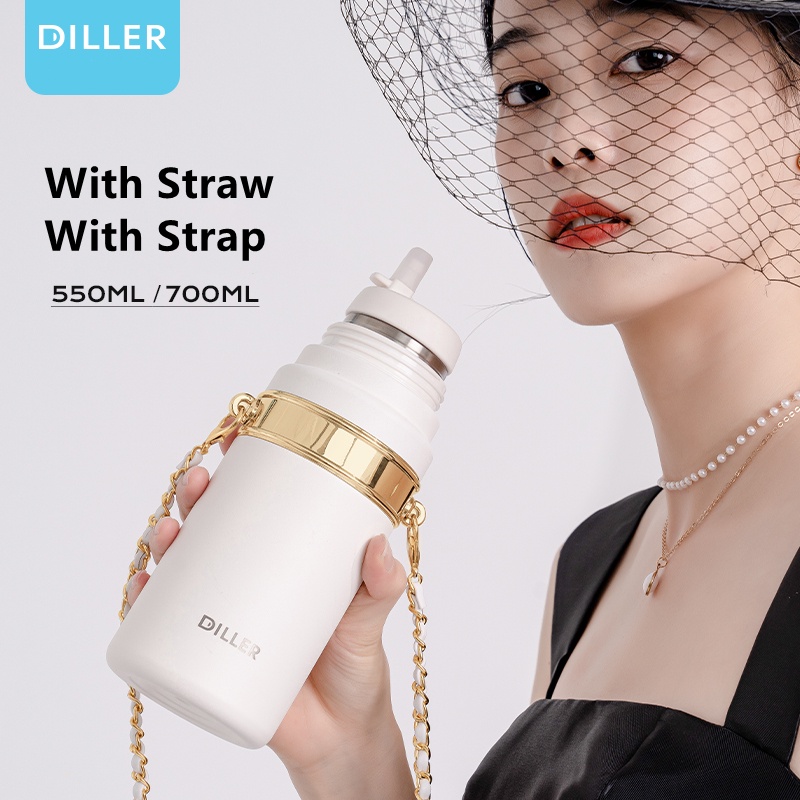 Bình Nước Giữ Nhiệt Bằng Thép Không Gỉ SUS316 Kèm Ống Hút Và Vỏ Bọc Dung Tích 550ml / 700ml MLH9061