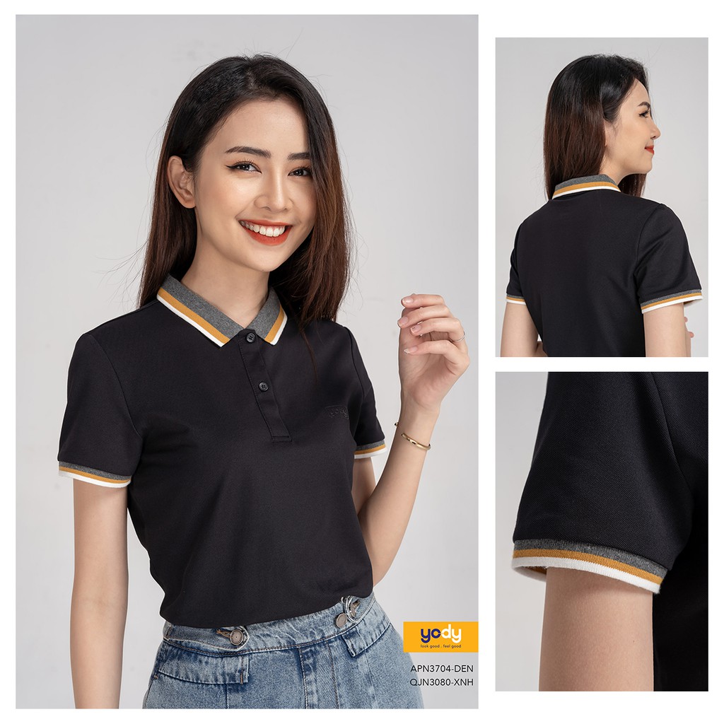 Áo Thun Polo nữ chất pique mắt chim YODY Áo Phông có cổ phối bo siêu thoáng mát - APN3704 | BigBuy360 - bigbuy360.vn