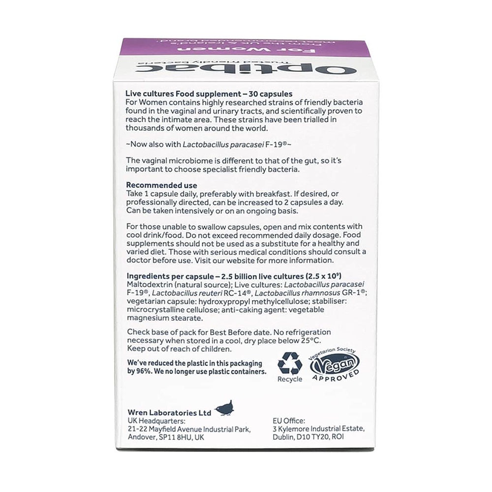 Viên uống dành cho nữ Intimate OptiBac Probiotics Flora 30 viên