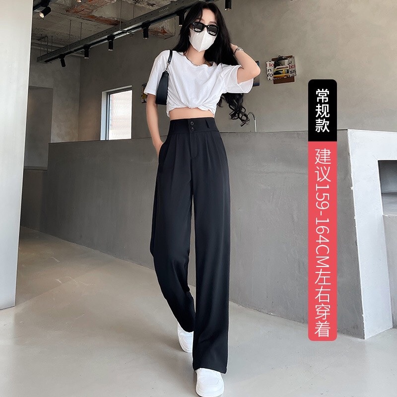 Quần Ống Rộng Lưng Cao 2 Khuy-Dáng Dài Culottes nữ Cạp Cao 7cm-Vải Cao Cấp Loại 1