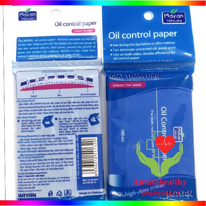 Giấy thấm dầu Mayan - Hàn Quốc - Gói 100 tờ