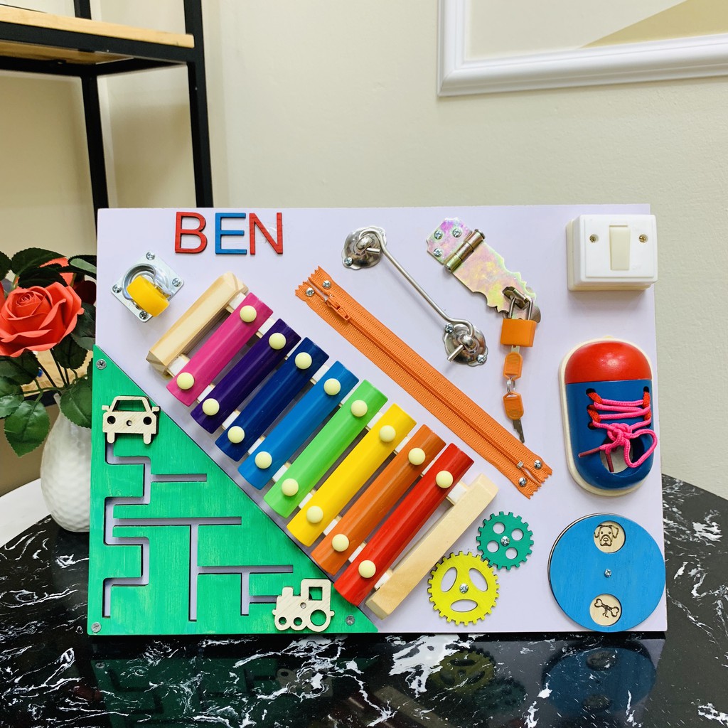 (Tặng Kèm Khắc Tên Miễn Phí) Bảng Bận Rộn Busy Boad BR07 Giúp Bé Phát Triển Kỹ Năng Toàn Diện