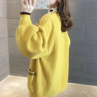 [Mã FSS09JAN hoàn 20% XU đơn từ 0đ]Áo Khoác Len Tay Dài Cổ Chữ V Có Túi