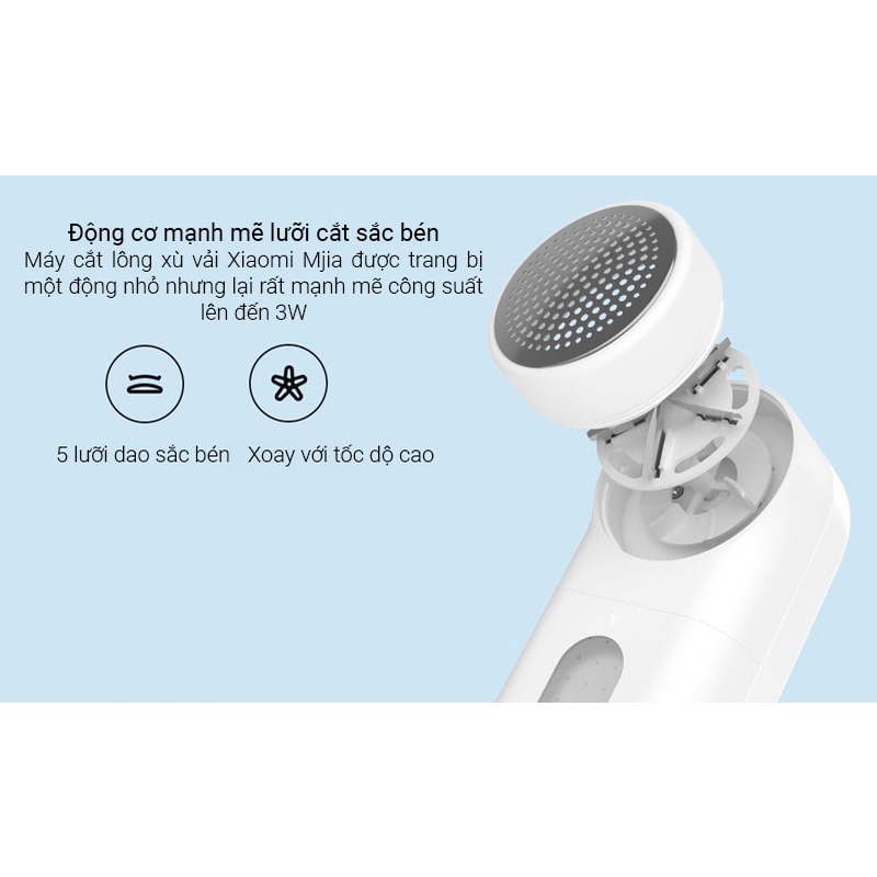 Máy cắt lông xù quần áo Xiaomi Mijia trang bị 5 lưỡi dao sắc bén, máy cắt vải xù cotton làm mới quần áo len, dạ, cotton