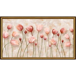 Tranh dán tường 3D VTC Hoa tulip Lunawall-0406K kim sa