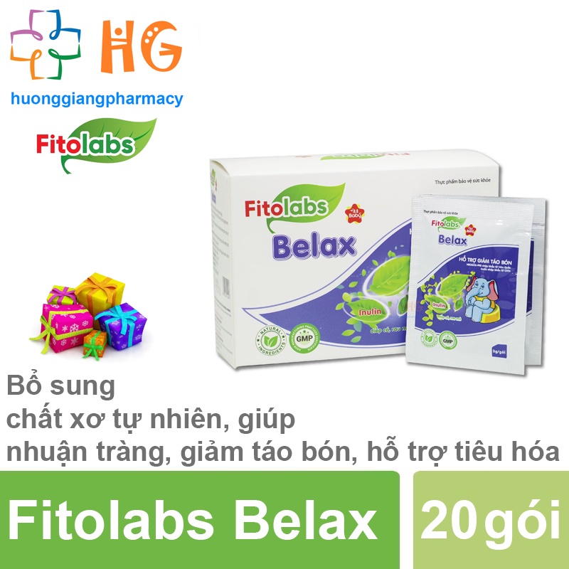 Fitolabs Belax bổ sung chất xơ tự nhiên Inulin giúp nhuận tràng giảm táo bón hỗ trợ tiêu hóa Hộp 20 gói