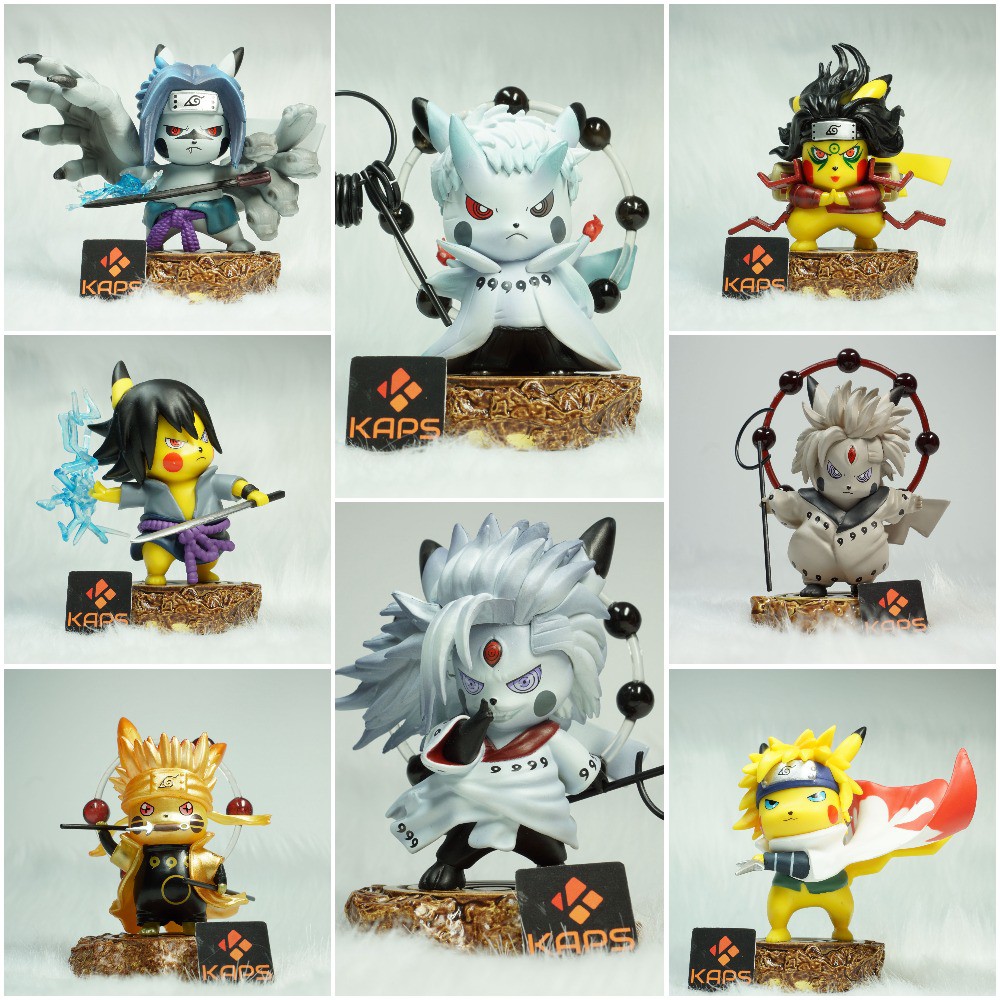 Mô hình Pikachu cosplay Naruto Sasuke, Madara, Obito, Minato (Đệ tứ), Hashirama (Đệ nhất)