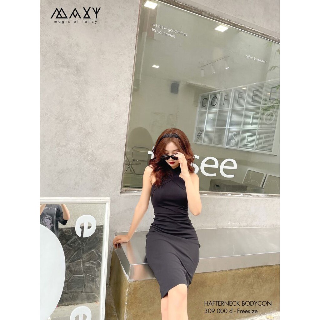 [Mã FAGREAT1505 giảm 8% tối đa 50K đơn 250K] ĐẦM - HALTER NECK BODYCON - Đầm body cổ yếm