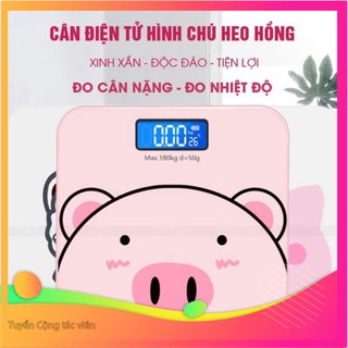 Cân Điện Tử, Cân Sức Khỏe Hình Heo Hồng Sạc Pin Xinh Xắn, Trọng Lượng Tối Đa 200Kg, Tặng Kèm Thước Dây GIÁ TỐT