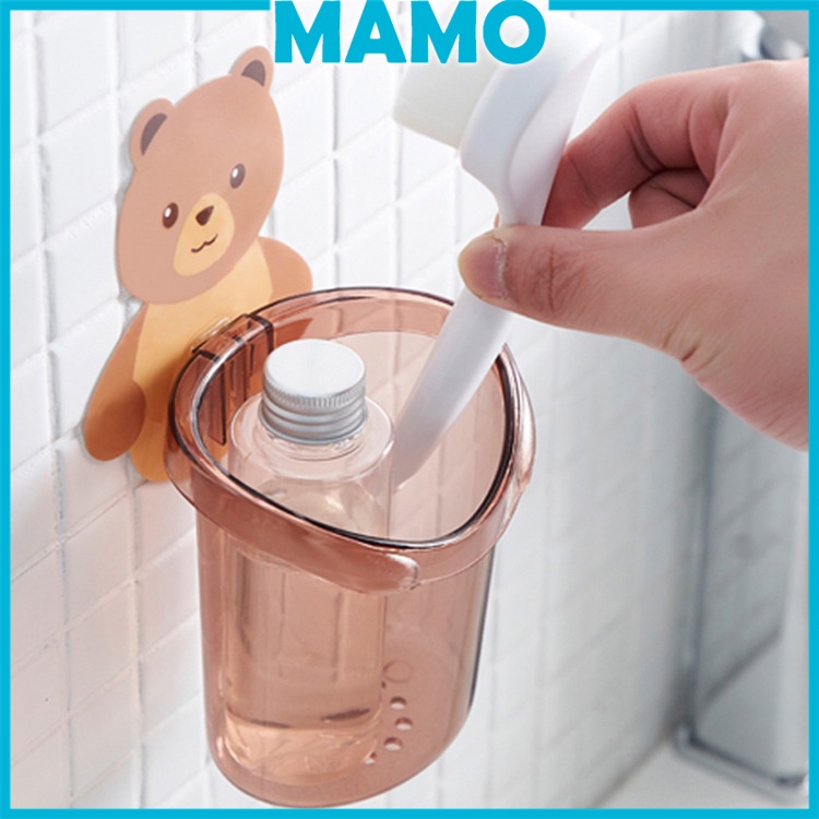 Cốc Gấu Dán Tường Để Bàn Chải Đánh Răng Hình Gấu Có Lỗ Thoát Nước Tiện Lợi-LO105