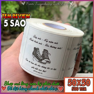 Tem Review 5 Sao In Nhiệt Tự Dính 50x50mm Cuộn 500 Tem Giúp Shop Tạo Dấu Ấn Riêng Biệt