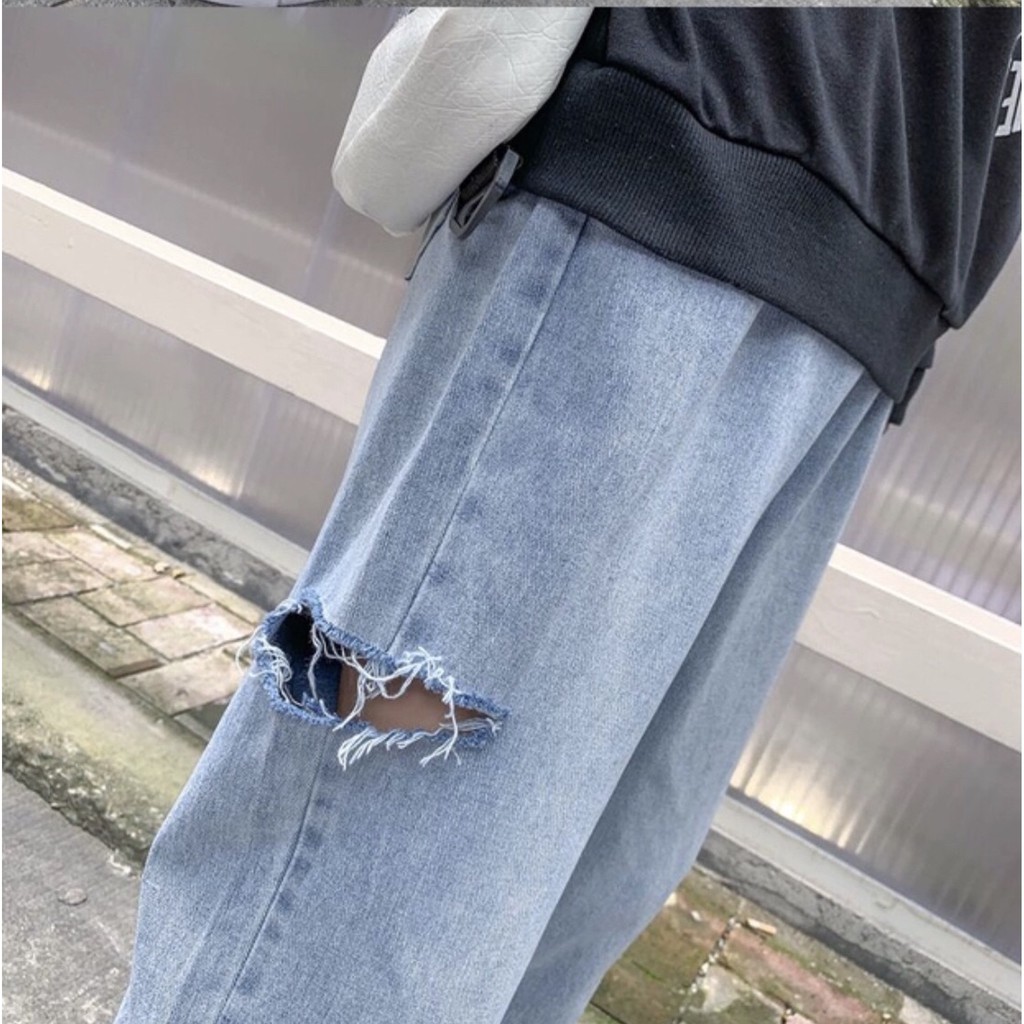 Quần Jeans Baggy Dáng Rách Cạnh 2021