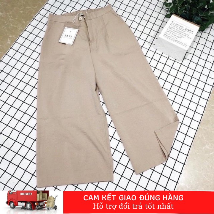 Quần lửng ống rộng culottes Goness chất vải đũi xước cao cấp thoáng mát diện hè cho nữ