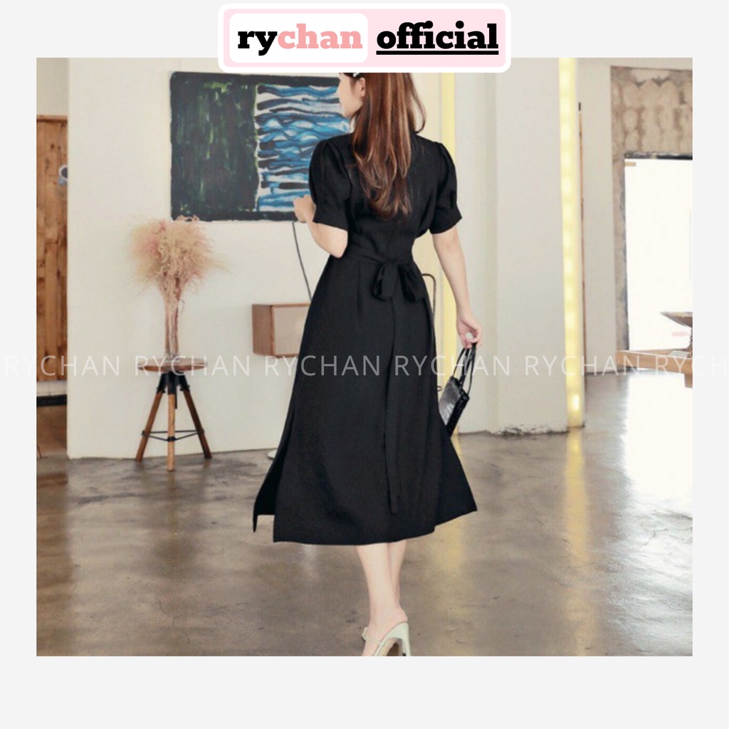 Đầm Xòe Trơn 2 Màu Cột Eo Thanh Lịch [ẢNH THẬT CUỐI] - DX024