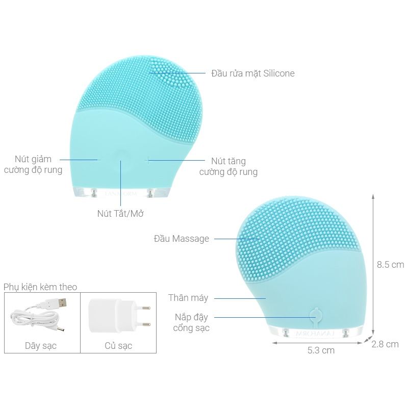 Máy rửa mặt LANAFORM Lucea Xanh Pastel - Chính Hãng nhập khẩu Bỉ