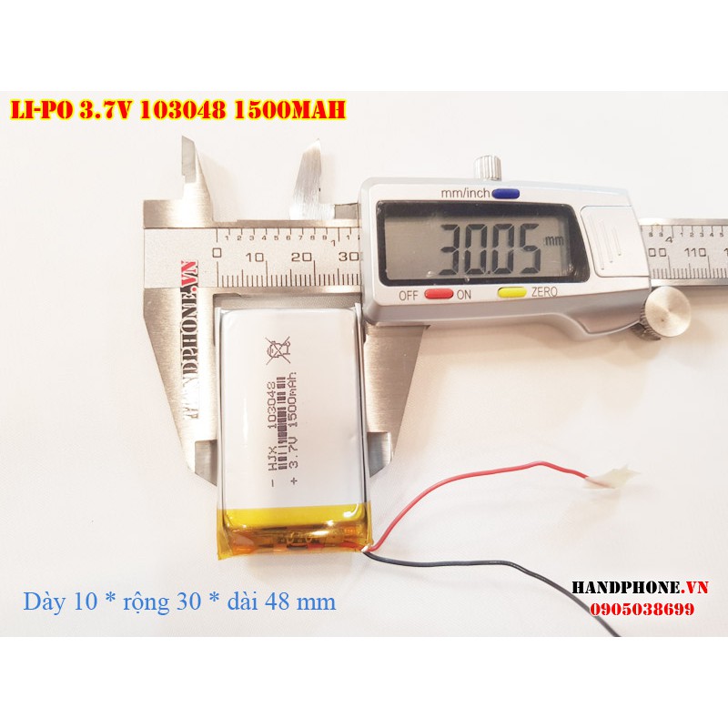 Pin Li-Po 3.7V 1500mAh 103048 103050 (Lithium Polymer) cho điện thoại, loa Bluetooth, định vị GPS, camera hành trinh