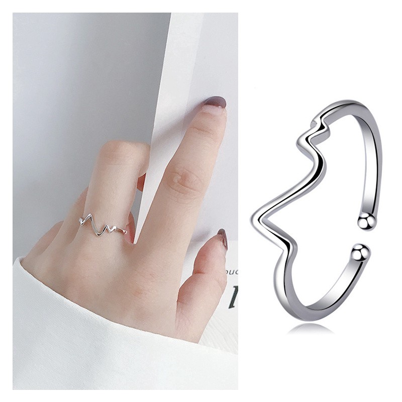 Nhẫn mạ bạc thiết kế đơn giản phong cách Hàn Quốc