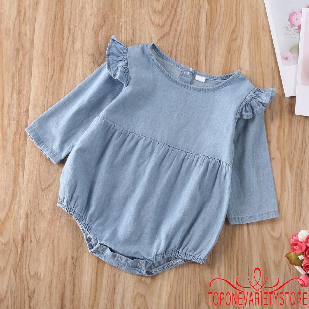 Romper hai kiểu tùy chọn bằng chất liệu denim thời trang cho bé gái