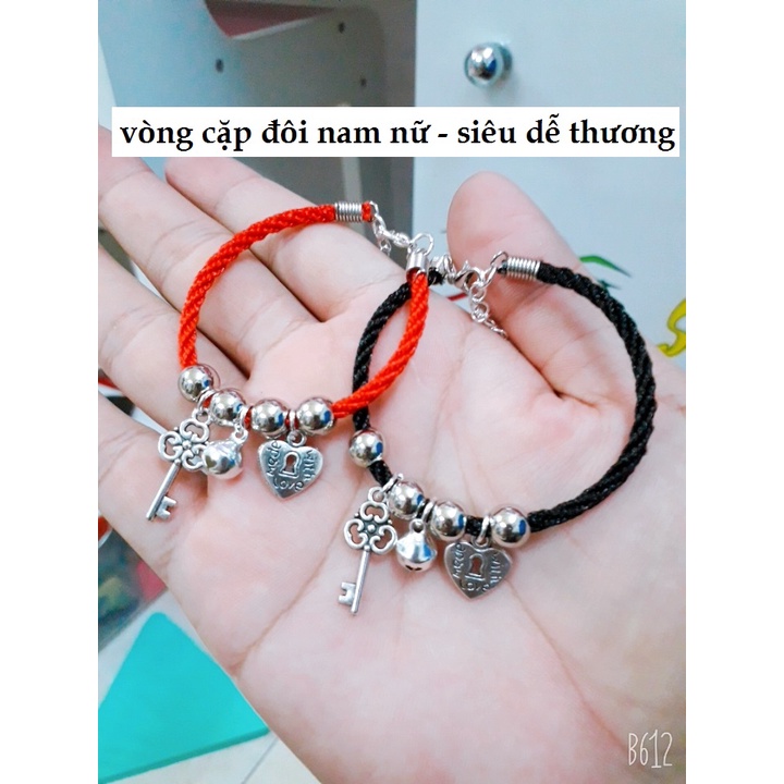 Sỉ 1 set 10 vòng tay cặp đôi chìa khóa ổ khóa và chuông 8mm