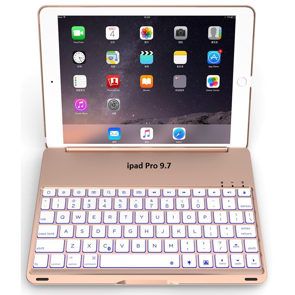 Bao da kiêm bàn phím Bluetooth F8Spro cho ipad Pro 9.7 (Gold)