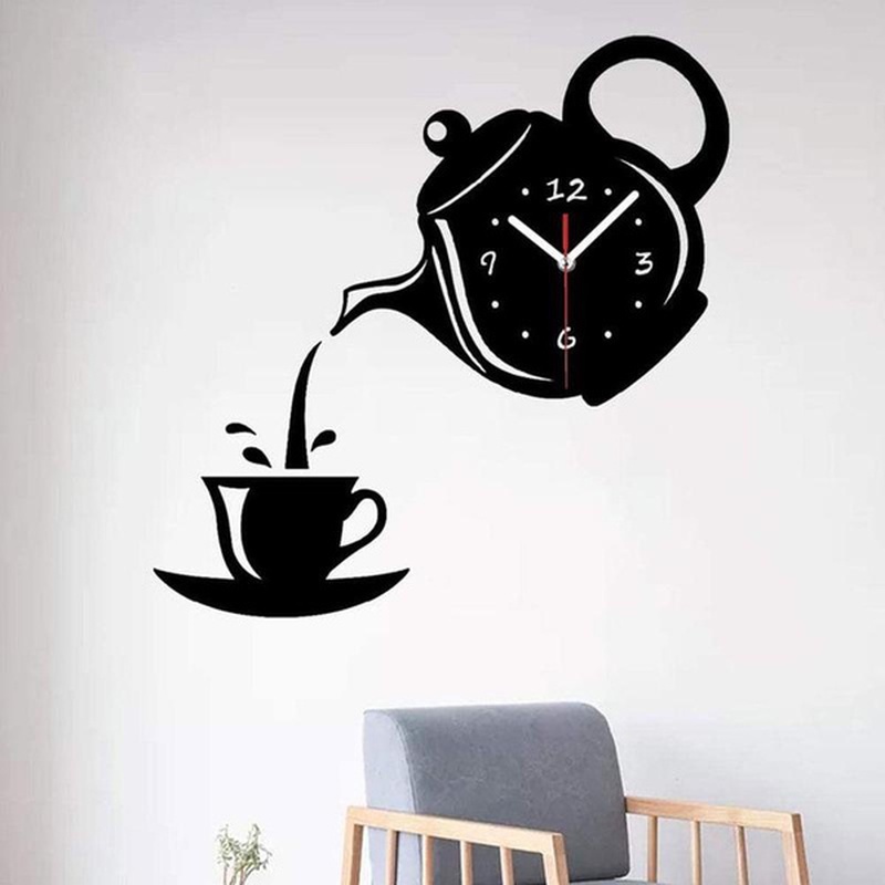 Đồng Hồ Dán Tường 3D DIY Mặt Gương Tự Dính Sáng Tạo Trang Trí Phòng Khách