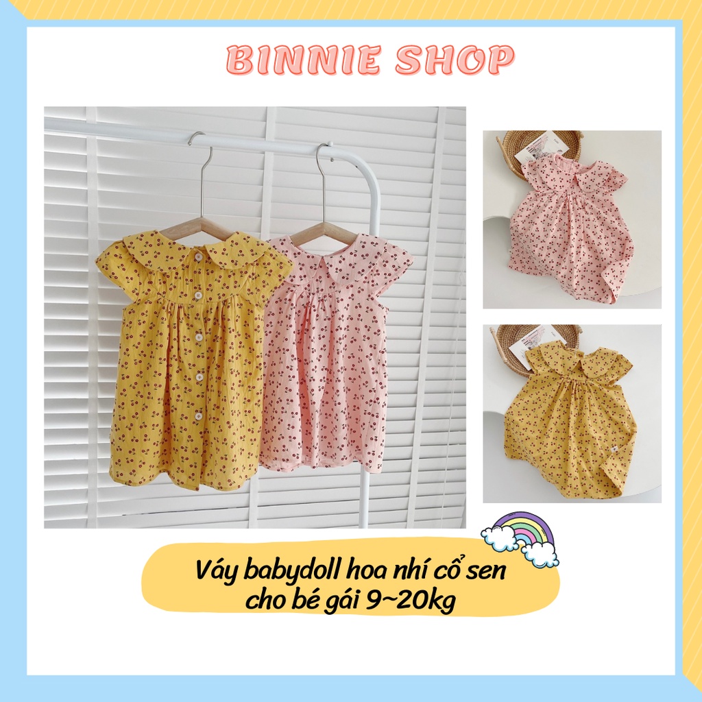 Váy bé gái Váy babydoll hoa nhí cổ sen dễ thương cho bé gái 9-20kg (1-5 tuổi) BINNIE SHOP