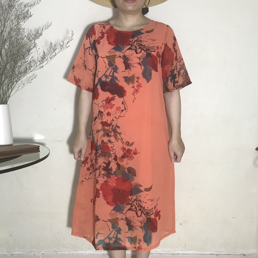 Váy Đầm Trung Niên - Vải Voan Sang Trọng Form Chữ A Che Bụng - Có Size 50Kg Đến 90Kg. | BigBuy360 - bigbuy360.vn