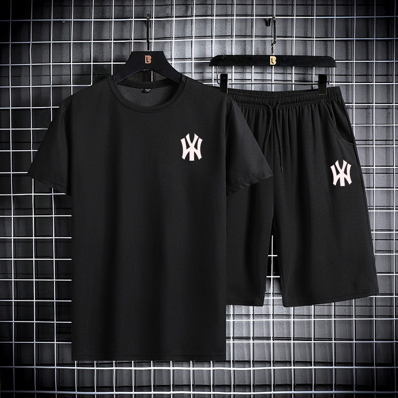 Bộ quần áo thun NY MLB, Áo thun quần Short Nam Nữ Unisex