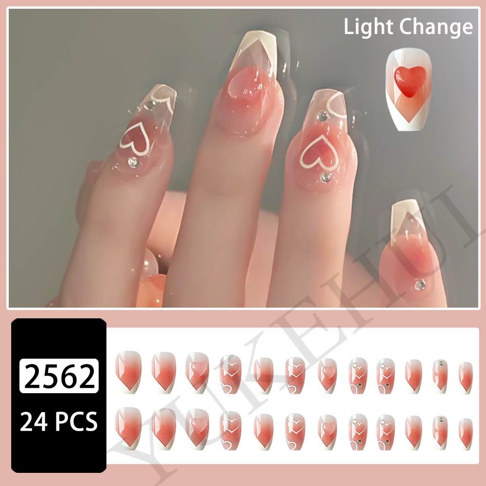 2562 bộ móng tay giả set móng giả trong suốt móng tay giả đính nơ móng tay giả dài vuông set 24 móng tay giả  móng giả thiết kế