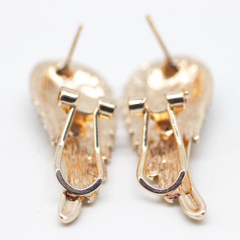 Khuyên Tai Mạ Vàng Trắng 18k Hình Đôi Cánh Thiên Thần