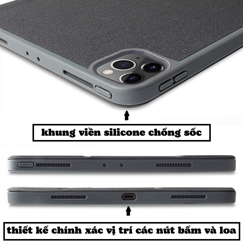 Bao da Mutural cho iPad Pro 11.0 12.9 2018 2020 2021 10.9 10.5 10.2 Gen 7 8 9 9.7 Air Mini 2 3 4 5 6 có khay đựng bút