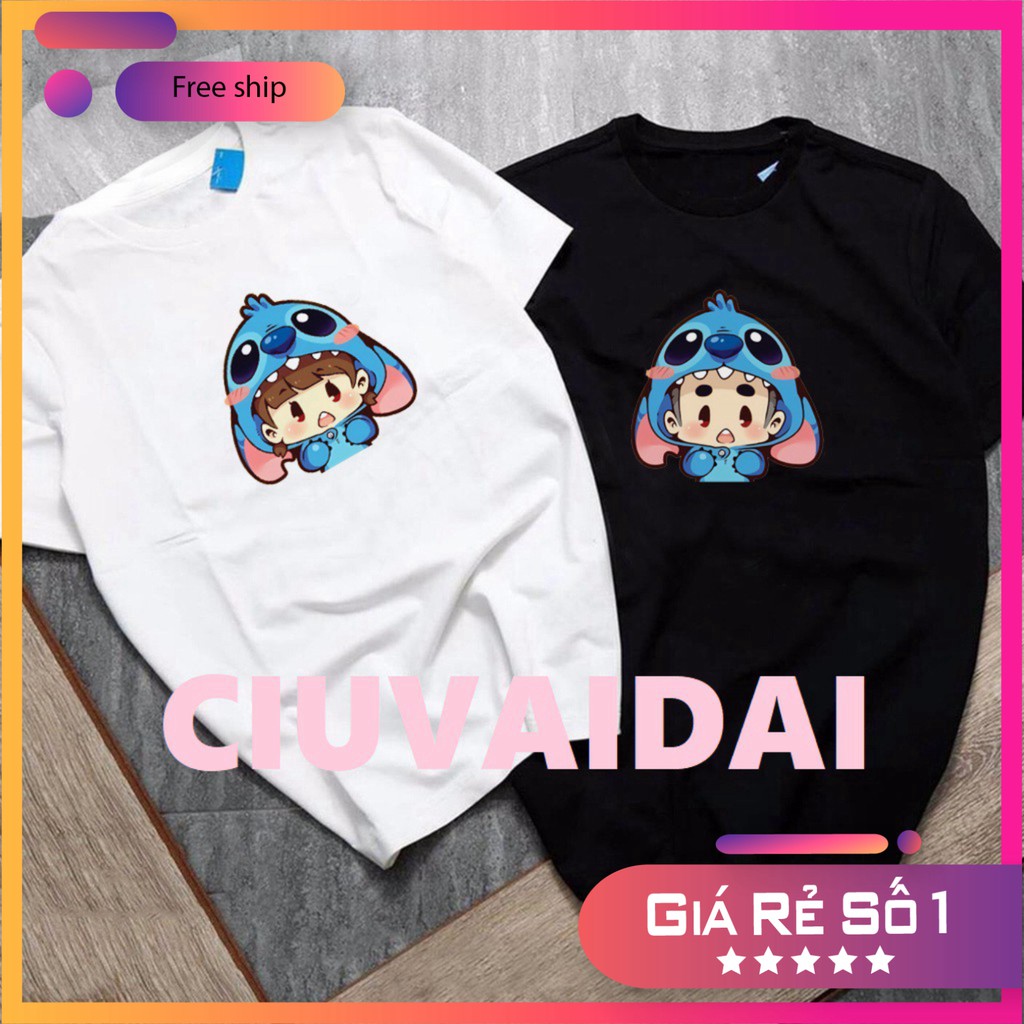 Áo Thun Đôi Tay Lỡ Unisex Form Rộng Nam Nữ STITCH Dễ Thương Cho Cặp Đôi Basic Tee